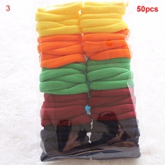 50 Pcs Elastis Cincin Wanita Rambut Tali Ikatan Karet Rambut Ponytail Penahan Multicolor3-Internasional