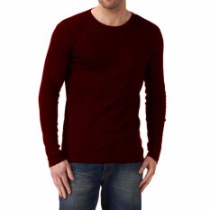 Kaos55 Kaos T-Shirt O-Neck Lengan Panjang Slim - Merah Maroon