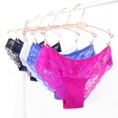 5 Pcs/lot Wanita Penuh Renda Transparan Seksi Briefs Berongga Pakaian Dalam Bernapas Celana M L XL XXL-Internasional