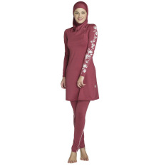 5XL Wanita Plus Ukuran Dicetak Floral Swimwear Muslim Fashion Muslimah Islam Swimsuit Berenang Surf Wear Sport Pakaian-Intl