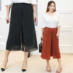 60 Kg-100 Kg Wanita Pakaian Ukuran Besar Lemak Real Orang Gemuk Pakaian Plus Pupuk untuk Meningkatkan Chiffon Panjang (Jeruk Merah) -Intl