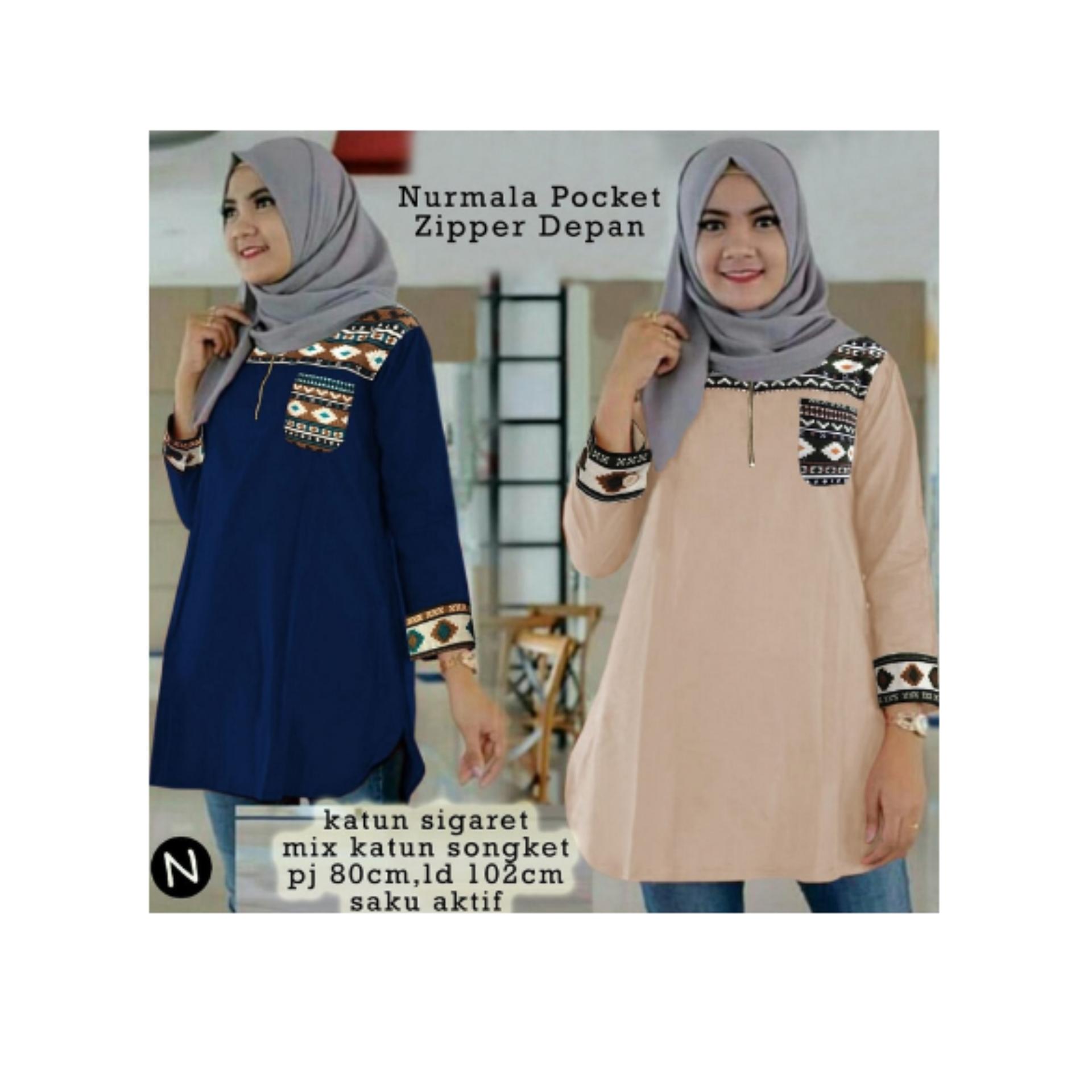 62175 nurmala pocket/baju tunik murah/atasan muslim wanita murah