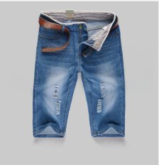 666 Pria Biru Pucat Lubang Di Jeans-Intl