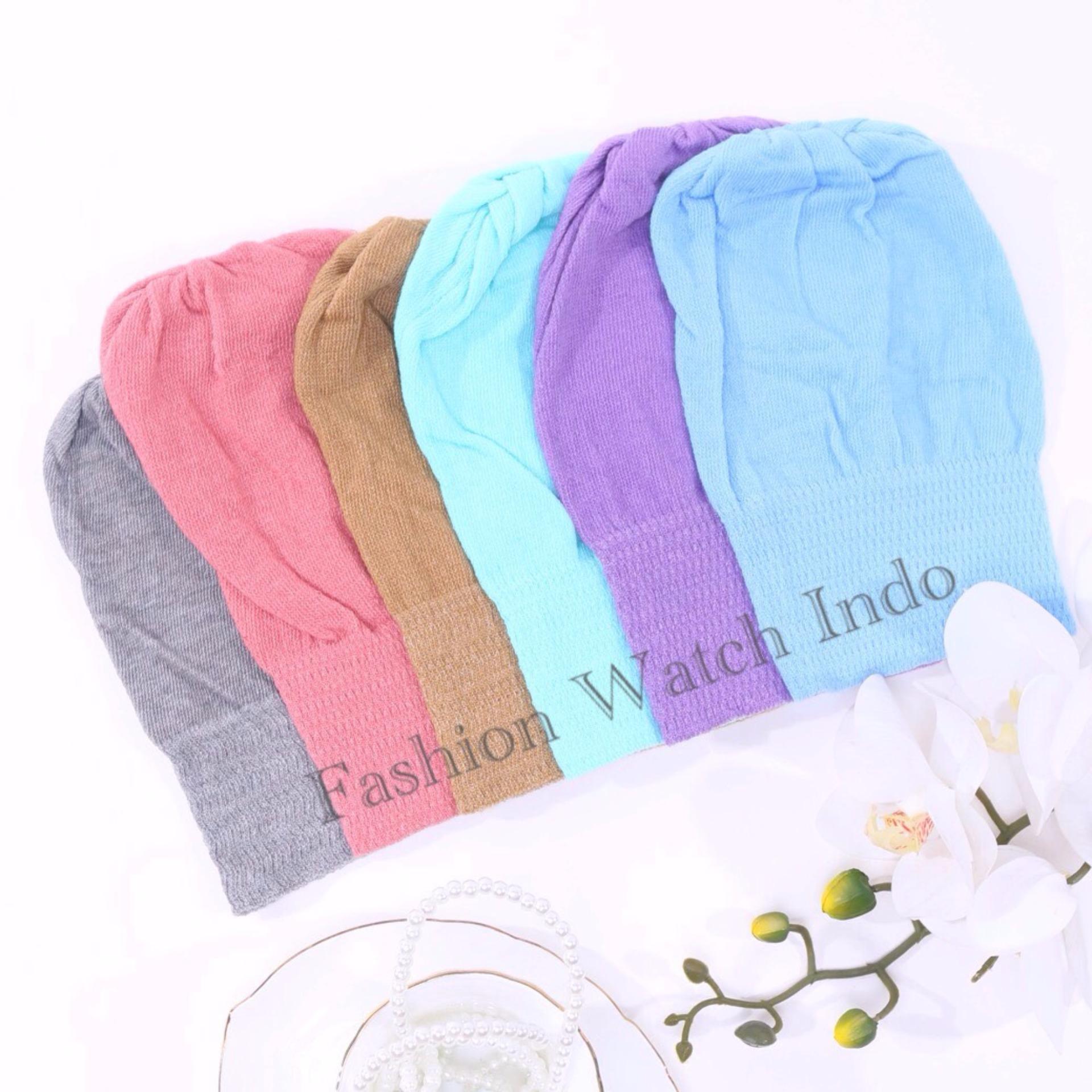 6pcs Ciput Inner Rajut Anti Pusing - Biru Ungu Tosca Pink Cream Abu