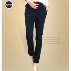 8007 # Cotton Maternity Perut Celana untuk OL Kerja Formal Kehamilan Pinggang Adjustable Kasual Celana Pakaian untuk Wanita Hamil (dark Blue) -Intl