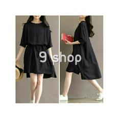 9 Shop Midi Dress Wanita LIYA HITAM / Dress Kaos Wanita / Dress T-shirt Wanita / Gaun Kaos Wanita / Dress Santai Wanita / Gaun Remaja/ Gaun Kasual / Dress Casual Wanita / Dress Murah / Dress Gaul / Dress Modern / Gaun Murah / Gaun Modern