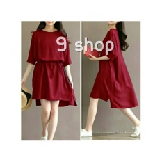 9 Shop Midi Dress Wanita LIYA MERAH / Dress Kaos Wanita / Dress T-shirt Wanita / Gaun Kaos Wanita / Dress Santai Wanita / Gaun Remaja/ Gaun Kasual / Dress Casual Wanita / Dress Murah / Dress Gaul / Dress Modern / Gaun Murah / Gaun Modern
