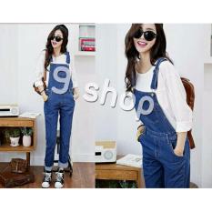 9 Shop Overall Jumpsuit Jeans Wanita Adele - BIRU GELAP ( No Inner ) / Baju Kodok/ Jumpsuit Jeans/ Baju Terusan