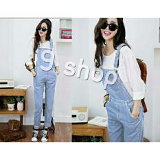 9 Shop Overall Jumpsuit Jeans Wanita Adele - BIRU TERANG ( No Inner ) / Baju Kodok/ Jumpsuit Jeans/ Baju Terusan