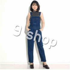 9 Shop Overall Jumpsuit Jeans Wanita Audelia - BIRU GELAP ( No Inner ) / Baju Kodok/ Jumpsuit Jeans/ Baju Terusan