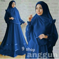 9 Shop Set Gamis Syari Muslim Wanita ANGGUN - NAVI |Dress Muslim | Syar'i Muslim | Hijab Muslim | Gamis Wanita