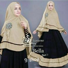 9 Shop Set Gamis Syari Muslim Wanita BELLA - MOCCA HITAM (Tanpa Bros) Dress Muslim Syar'i Muslim Hijab Muslim Gamis Wanita
