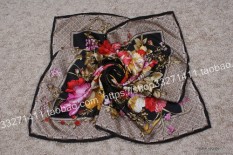 90 CM true silk inclined line silk fabric generous towel mulberry silk towel Muslem's turban floral scarf sun protection shawl HSH556 - intl