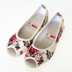A6019 taman baru kecil kanvas dicetak sepatu (Nasi putih)