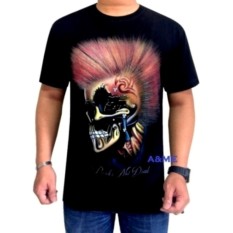 A&ME - Kaos Distro T-Shirt Distro Pria Fashion 100% Cotton Combed 30s Atasan Baju Distro Pria Wanita Kaos Cowok Cewek T-Shirt 3D Terbaru Kekinian Animasi Seni Kata Gambar Tengkorak Rambut Warna Pakaian Lembut Adem Keren Modis Casual Sporty -Hitam