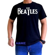 A&ME Kaos Fashion Distro 100% Cotton Combed 30s Atasan Pakaian Pria Wanita Baju Fashion Baju Lembut Adem Simple Keren Casual Sporty The Beatles Tulisan Putih Sablonan Bagus - Kaos Hitam