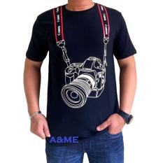 A&ME - Kaos Fashion Distro T'shirt Distro 100% Cotton Combed 30s Atasan Pria Wanita Fashion Baju 100% Cotton Lembut Adem Simple Keren Casual Sporty Tulisan Sablonan Bagus Gambar Kamera Canon - Hitam