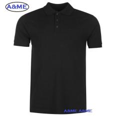 A&ME-Kaos Polo shirt M L XL Lengan Pendek Baju Kaos Pakaian Olah Raga Kerah Atasan Pria Wanita Lacos Pique fashion keren nyaman bagus simple - Hitam