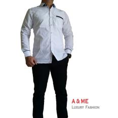 A&ME-Kemeja polos fashion keren bagus moderen simple-putih M L XL