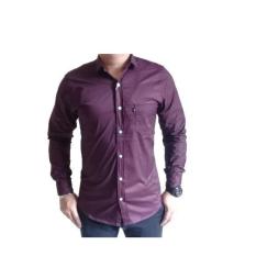 A&ME-Kemeja Pria Polos Cotton M L XL fashion keren bagus moderen simple -ungu purple