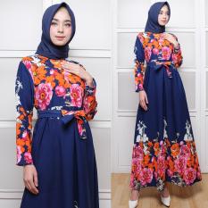 AbangSky Gamis Maxi Dres Bunga Besar Selena Navy (No Pasmina)