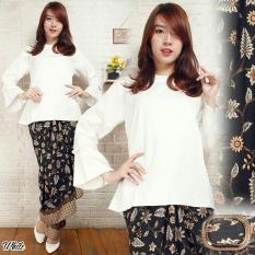 AbangSky Stelan Rok Lilit Panjang + Blouse Atasan Wanita Warna Putih
