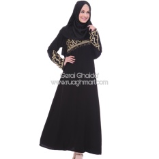 Abaya Shiraz Jetblack Saudi Bordir Gold Black