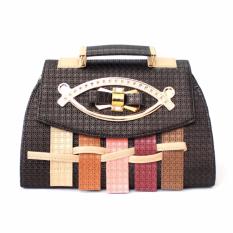Adamsbell Tas Wanita Tangan Jinjing Slempang Hand Bag Kulit - Rainbow Bag - Hitam