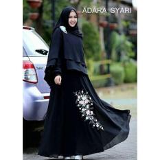 ADARA HITAM SYARI CERUTY PREMIUMGAMIS SYARI POLOS HITAM LEBARAN / UMROH