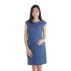 Adore Peplum Dress - Biru Denim