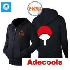 Aduuh Jaket Anime Hoodie Zipper Naruto Sasuke Kakashi Uchiha Sharingan Best Seller - Black