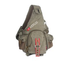 AERLIS Besar Selempang Kanvas Tas Kotak Tas Ransel Kurir (Hijau Tentara)