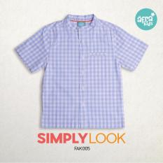 Afrakids baju koko anak Premium lengan pendek motif kotak biru