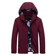 Jaket Pria Bertudung Luar Ruangan Kasual Jaket (Merah)-Internasional