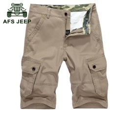 AFS JEEP Militer Casual Vintage Multi Kantong Celana Pendek Kargo Longgar Pantai Plus Ukuran Celana untuk Laki-laki Khaki-Intl