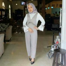 QUEEN JUMPSUIT 2 IN 1 BAJU MUSLIM WANITA SET JUMPSUIT HIJAB MODERN - PRODUK LOKAL