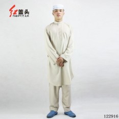 AGAPEON Cotton Baju Melayu Suit For Men Stand Collar Wth Buttons (Creamy White) - intl