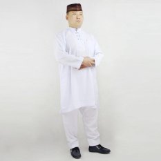AGAPEON Linen Baju Melayu Cocok untuk Pria Kerah Berdiri dengan Tombol-Intl