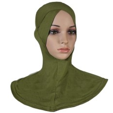 Agapeon Muslim Batin Jilbab Tutup Leher Bagian Dalam Katun Tunggal Silang Headarmy Hijau-Internasional
