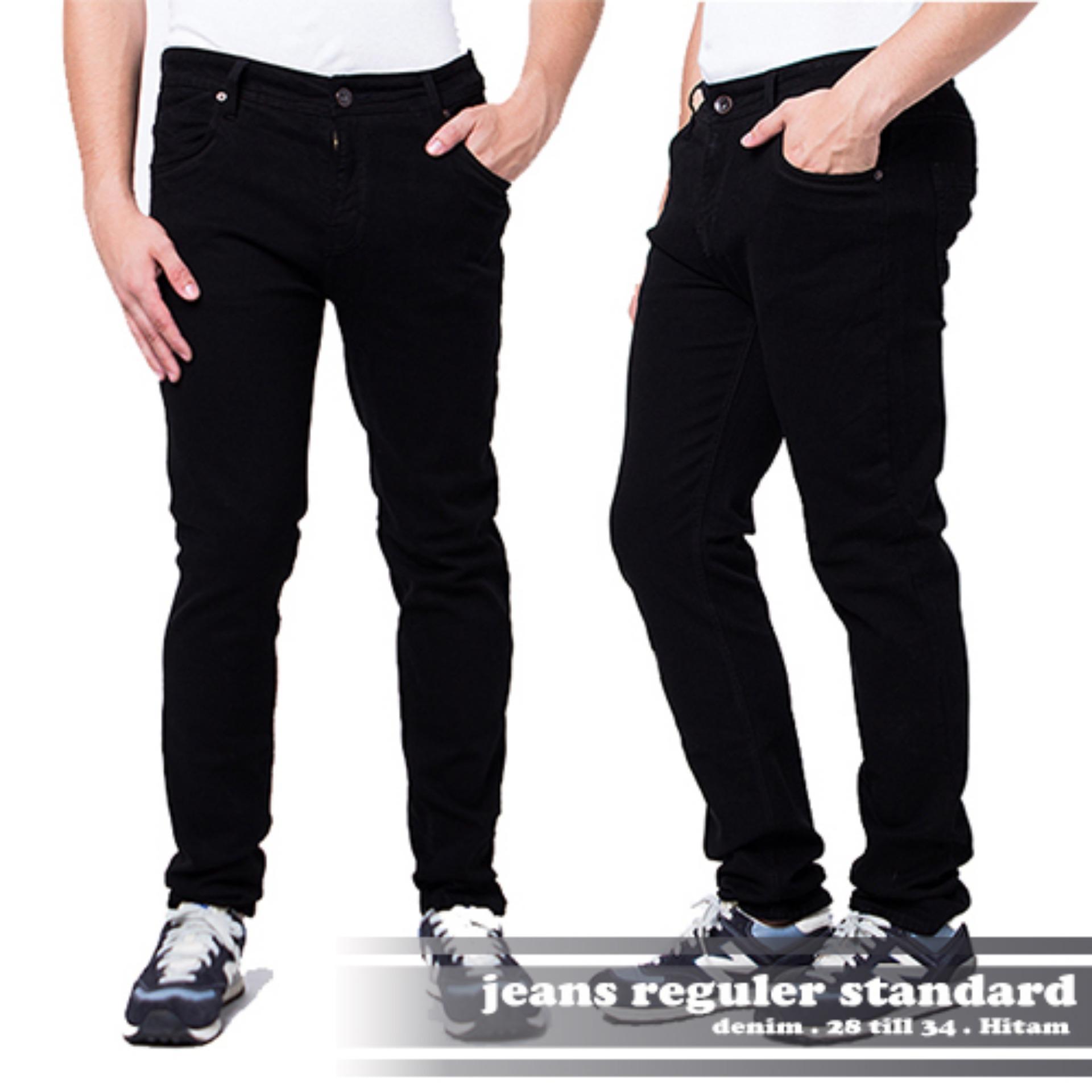 AHF Celana Panjang Jeans Regular Fit Standard Pria - Hitam (Black)