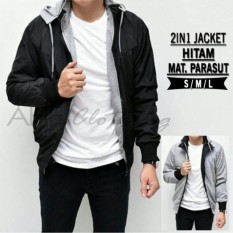 AHF Jaket Parasut Fleece 2in1 Bolak Balik - Jaket Pria - Hitam