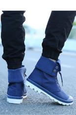 Ai Home Kanvas Sepatu Bot For Pria PU Potongan Tinggi Tabung Bawah Her Kets Biru