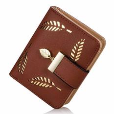 Aikoo Fashion Berongga Pendek PU Kulit Koin Kartu Pouch Tas Dompet Wanita Wallet Purse Kopi