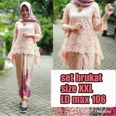Ainunshop fashion kebaya brukat model terbaru kekinian size xxl peach