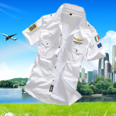 Udara Force Satu Kemeja Baru Baju Militer Kemeja Katun Bernapas (Putih)