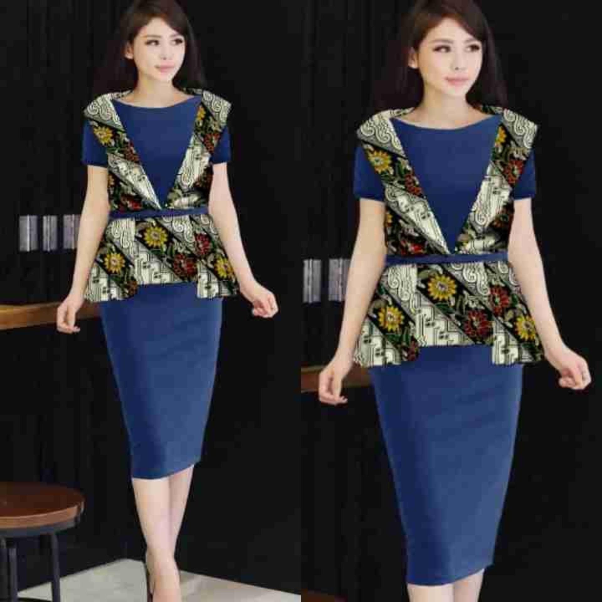 AK - Dress Meiny Batik - Black Wolpeach Combi Batik Best Quality Akiko Fashion