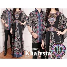 AL CP KHALYSTA HITAM BAJU COUPLE PASANGAN KELUARGA BATIK KEMEJA KOKO KAFTAN SARIMBIT PESTA MURAH