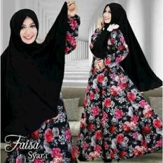 AL FAISA HITAM BAJU MUSLIM WANITA DEWASA GAMIS MURAH MODIS CEWEK KEKINIAN GROSIR TANAH ABANG