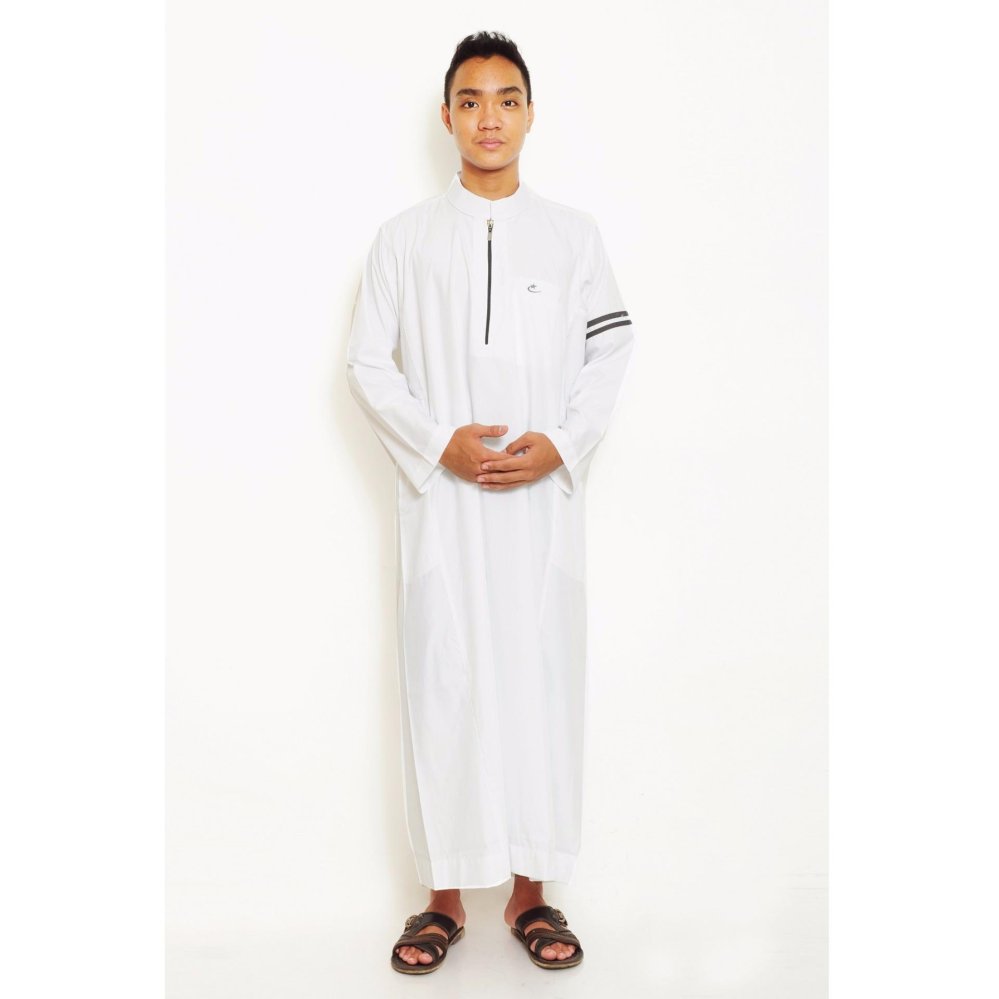 Al-Isra Jubah Nabawi Pakaian Gamis Pria Muslim (Putih)