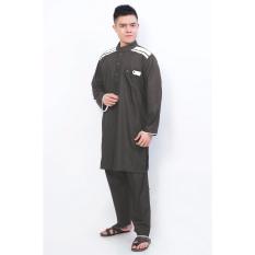 Al - Isra Setelan Cordva Pakaian Gamis Pria ( Abu List Putih)